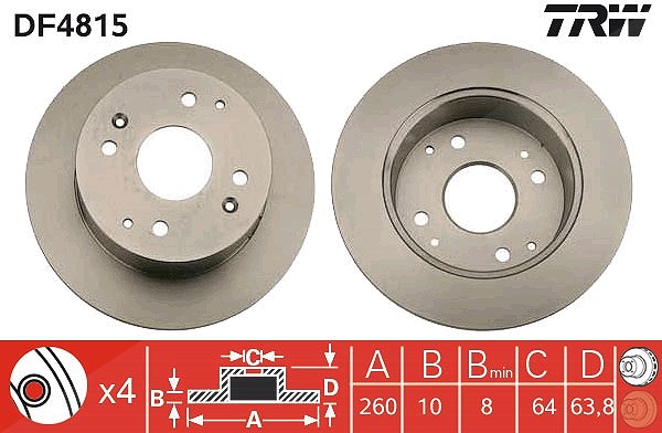 Trw Bremsscheibe [Hersteller-Nr. DF4815] für Honda