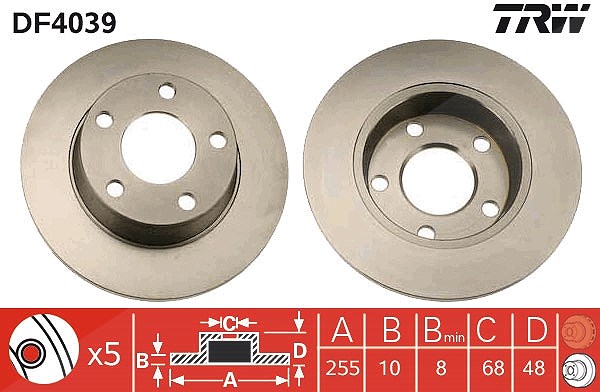 Trw Bremsscheibe [Hersteller-Nr. DF4039] für Audi
