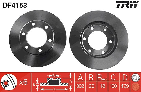 Trw Bremsscheibe [Hersteller-Nr. DF4153] für Toyota