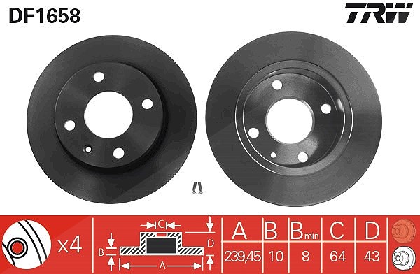 Trw Bremsscheibe [Hersteller-Nr. DF1658] für Ford