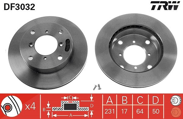 Trw Bremsscheibe [Hersteller-Nr. DF3032] für Suzuki, Subaru, Chevrolet