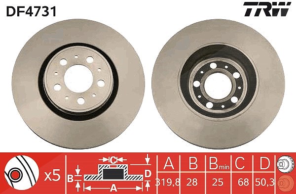 Trw Bremsscheibe [Hersteller-Nr. DF4731] für Volvo