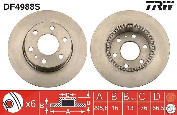 Trw 1x Bremsscheibe [Hersteller-Nr. DF4988S] für Iveco
