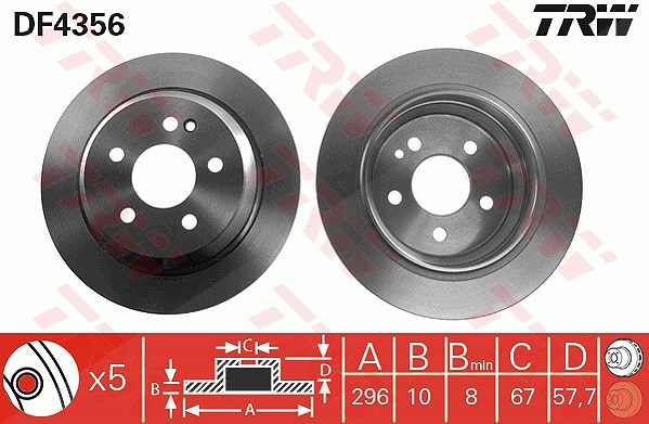 Trw Bremsscheibe [Hersteller-Nr. DF4356] für Mercedes-Benz