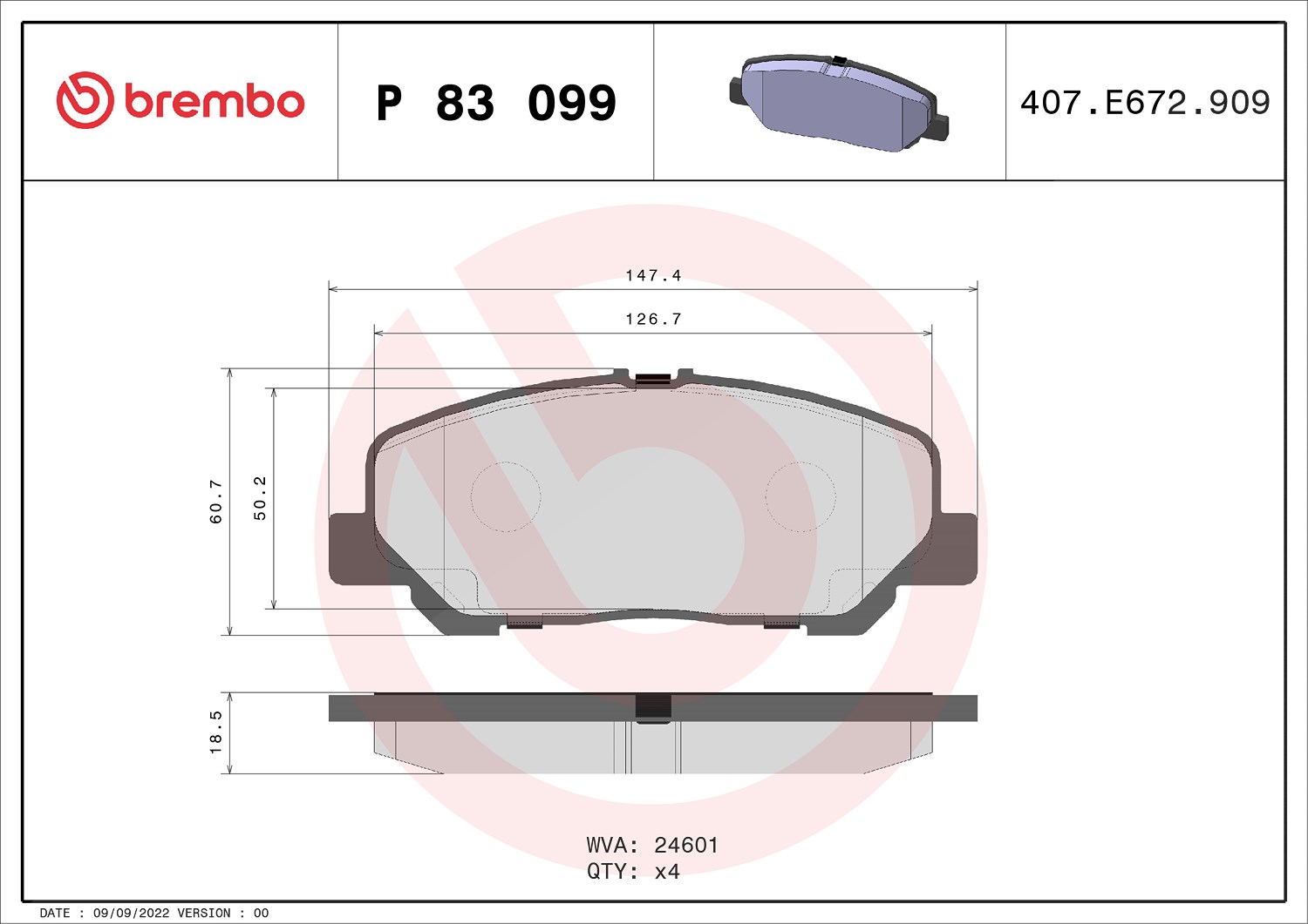 Brembo Bremsbelagsatz, Scheibenbremse [Hersteller-Nr. P83099] für Toyota
