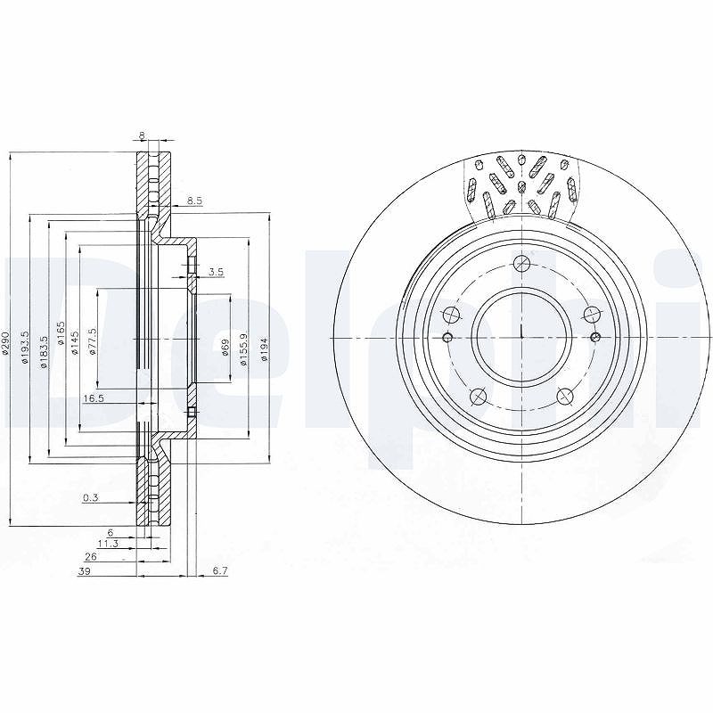 Delphi Bremsscheibe [Hersteller-Nr. BG4034] für Mitsubishi