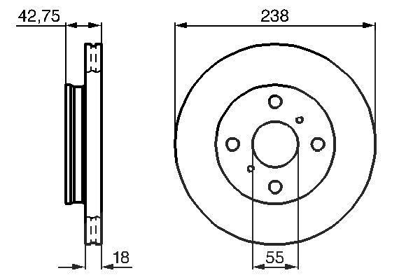 Bosch Bremsscheibe Vorderachse Belüftet [Hersteller-Nr. 0986478438] für Toyota