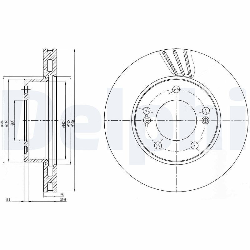 Delphi Bremsscheibe [Hersteller-Nr. BG4207] für Ssangyong