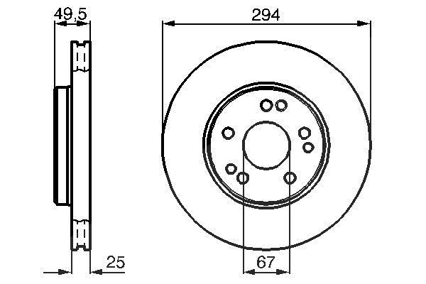 Bosch Bremsscheibe Vorderachse Belüftet [Hersteller-Nr. 0986478428] für Mercedes-Benz