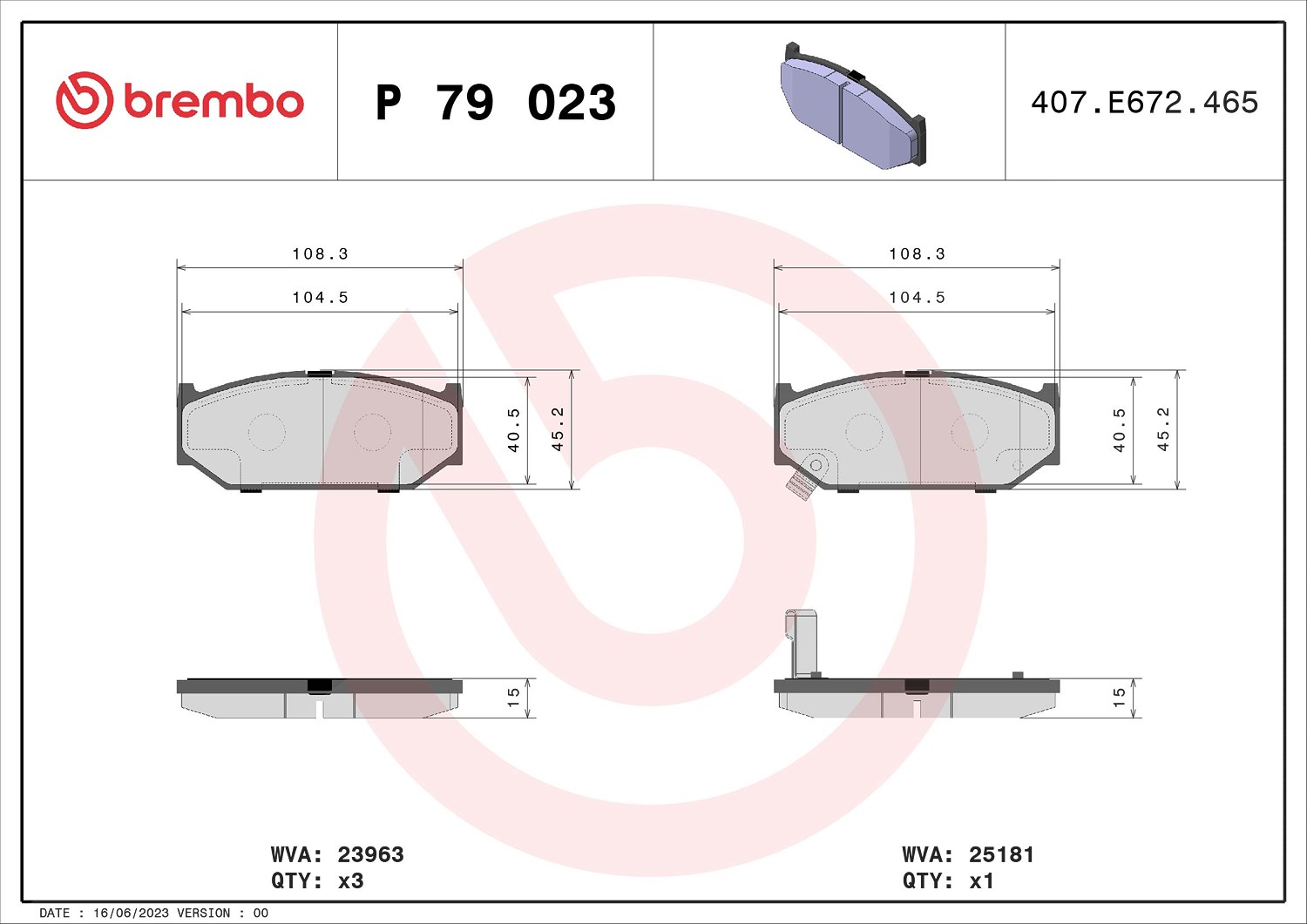 Brembo Bremsbelagsatz, Scheibenbremse [Hersteller-Nr. P79023] für Suzuki