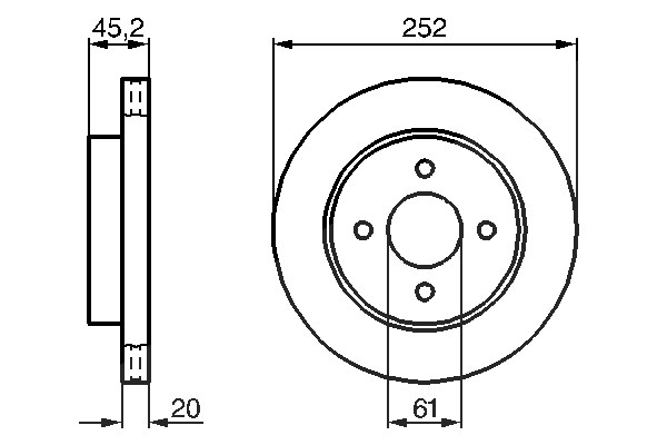 Bosch Bremsscheibe [Hersteller-Nr. 0986479238] für Nissan