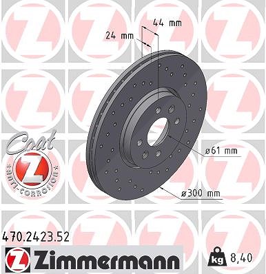 Zimmermann Bremsscheibe Vorderachse Belüftet [Hersteller-Nr. 470.2423.52] für Renault