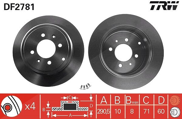 Trw Bremsscheibe [Hersteller-Nr. DF2781] für Peugeot