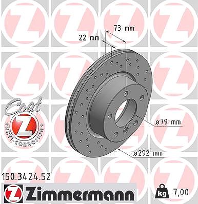 Zimmermann Bremsscheibe [Hersteller-Nr. 150.3424.52] für BMW