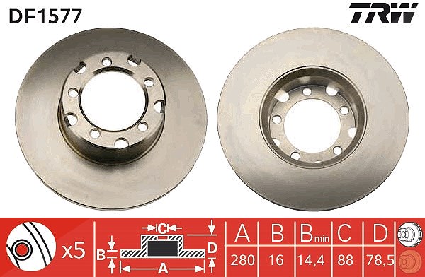Trw Bremsscheibe [Hersteller-Nr. DF1577] für Mercedes-Benz