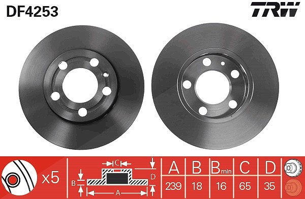 Trw Bremsscheibe [Hersteller-Nr. DF4253] für Skoda, VW