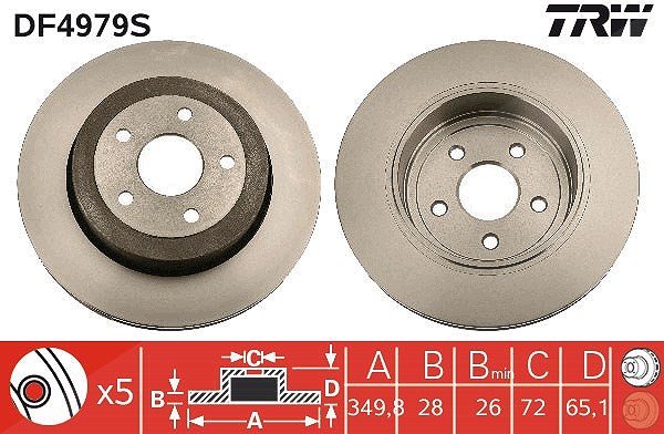 Trw 1x Bremsscheibe [Hersteller-Nr. DF4979S] für Jeep