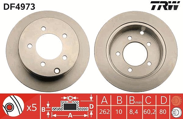 Trw Bremsscheibe [Hersteller-Nr. DF4973] für Mitsubishi