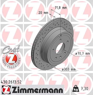 Zimmermann Bremsscheibe [Hersteller-Nr. 430.2613.52] für Opel, Vauxhall, Chevrolet