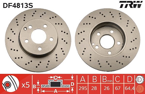 Trw 1x Bremsscheibe Vorderachse Belüftet [Hersteller-Nr. DF4813S] für Mercedes-Benz