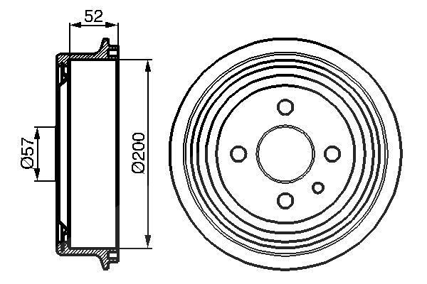 Bosch Bremstrommel [Hersteller-Nr. 0986477018] für Vauxhall, Chevrolet, Opel, Daewoo, Bedford, Zaz