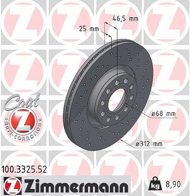 Zimmermann Bremsscheibe [Hersteller-Nr. 100.3325.52] für VW, Skoda