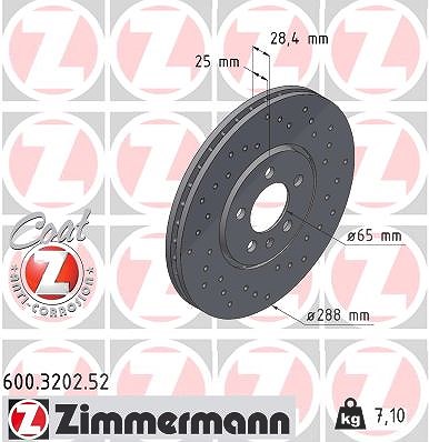 Zimmermann Bremsscheibe Vorderachse belüftet [Hersteller-Nr. 600.3202.52] für VW