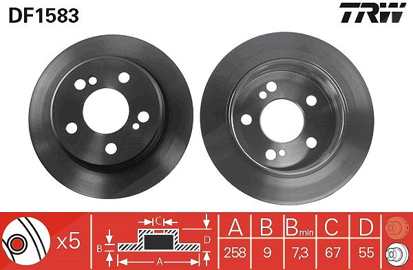 Trw Bremsscheibe [Hersteller-Nr. DF1583] für Mercedes-Benz