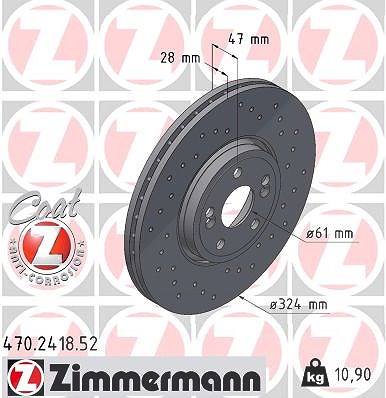 Zimmermann 1x Bremsscheibe [Hersteller-Nr. 470.2418.52] für Renault