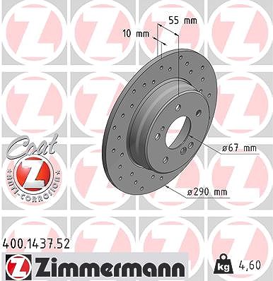 Zimmermann Bremsscheibe Hinterachse Voll [Hersteller-Nr. 400.1437.52] für Mercedes-Benz