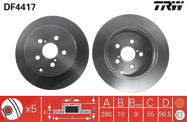 Trw Bremsscheibe [Hersteller-Nr. DF4417] für Toyota