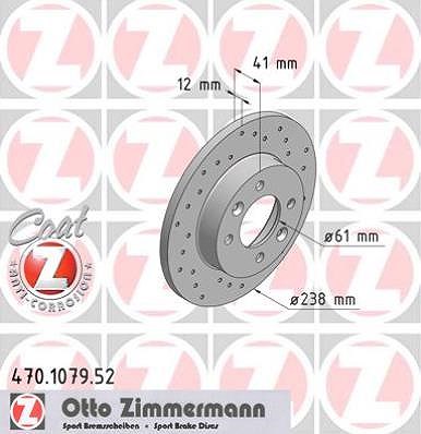 Zimmermann Bremsscheibe [Hersteller-Nr. 470.1079.52] für Dacia, Renault