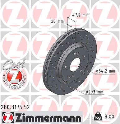 Zimmermann Bremsscheibe [Hersteller-Nr. 280.3175.52] für Honda