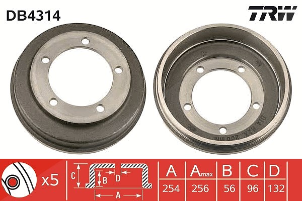 Trw Bremstrommel [Hersteller-Nr. DB4314] für Ford