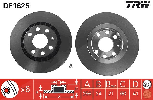 Trw Bremsscheibe [Hersteller-Nr. DF1625] für Opel, Daewoo, Lotus, Chevrolet, Vauxhall