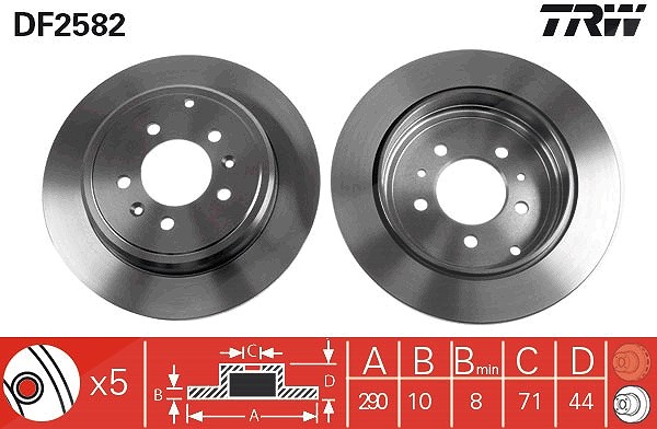 Trw Bremsscheibe [Hersteller-Nr. DF2582] für Peugeot