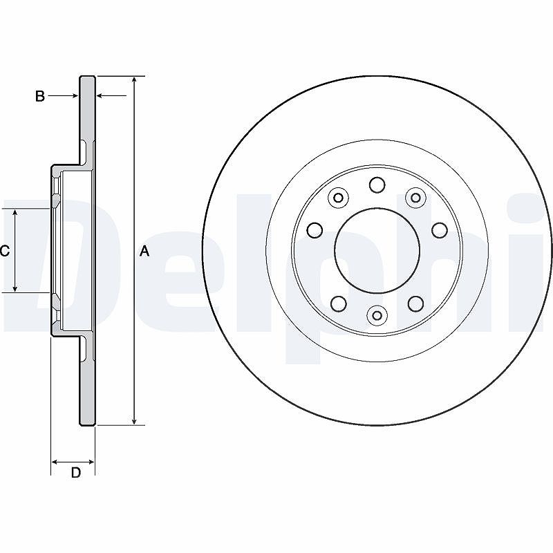 Delphi Bremsscheibe Hinterachse Voll [Hersteller-Nr. BG4662C] für Peugeot, Peugeot (df-psa), Vauxhall, Fiat, Opel, Toyota, Citroën, Ds