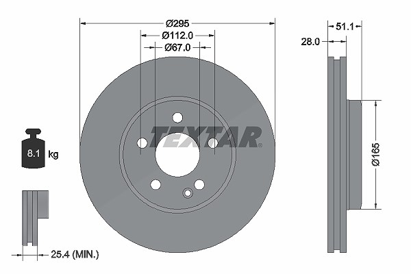 Textar Bremsscheibe belüftet vorne [Hersteller-Nr. 92254803] für Mercedes-Benz