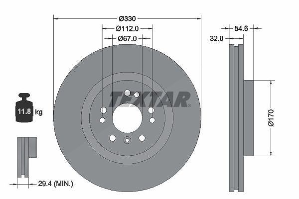 Textar 1x Bremsscheibe belüftet vorne [Hersteller-Nr. 92150605] für Mercedes-Benz