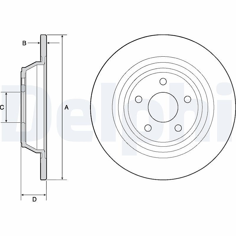 Delphi Bremsscheibe Hinterachse Voll [Hersteller-Nr. BG4703C] für Ford
