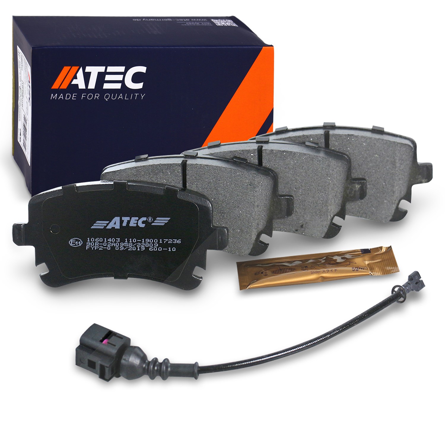 Atec Bremsbeläge hinten (Satz) inkl VWK [Hersteller-Nr. 10601403] für VW