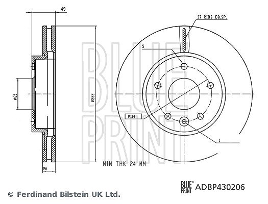 Blue Print Bremsscheibe Adbp430206 Vorderachse Belüftet 282Mm Für Maxus - Bild 7