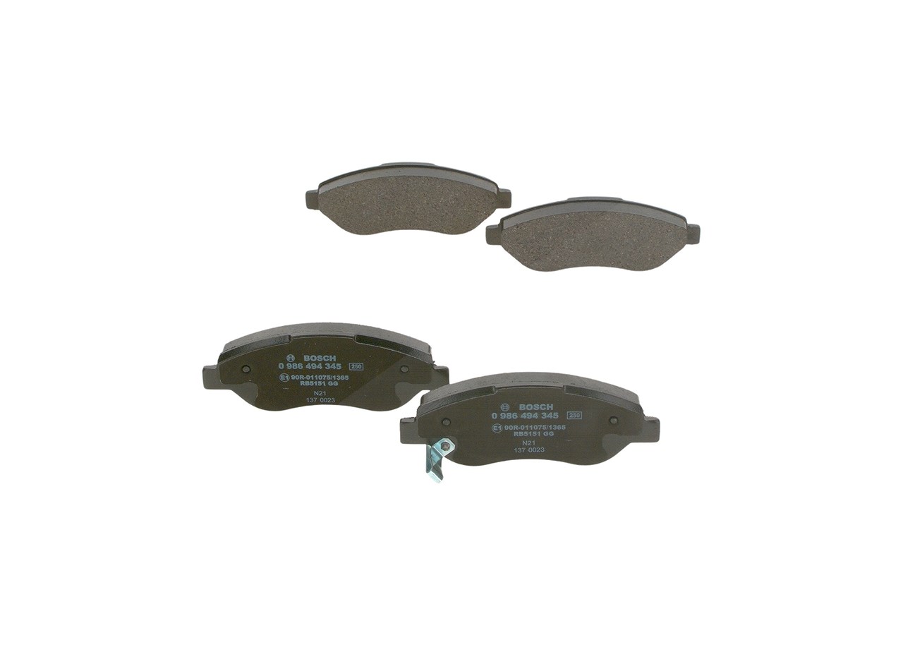 Bosch Bremsbelagsatz, Scheibenbremse [Hersteller-Nr. 0986494345] für Vauxhall, Opel