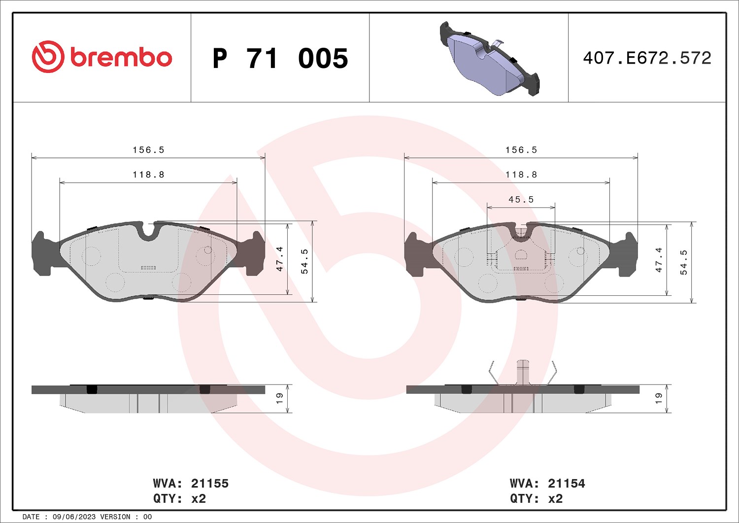 Brembo Bremsbelagsatz, Scheibenbremse [Hersteller-Nr. P71005] für Saab