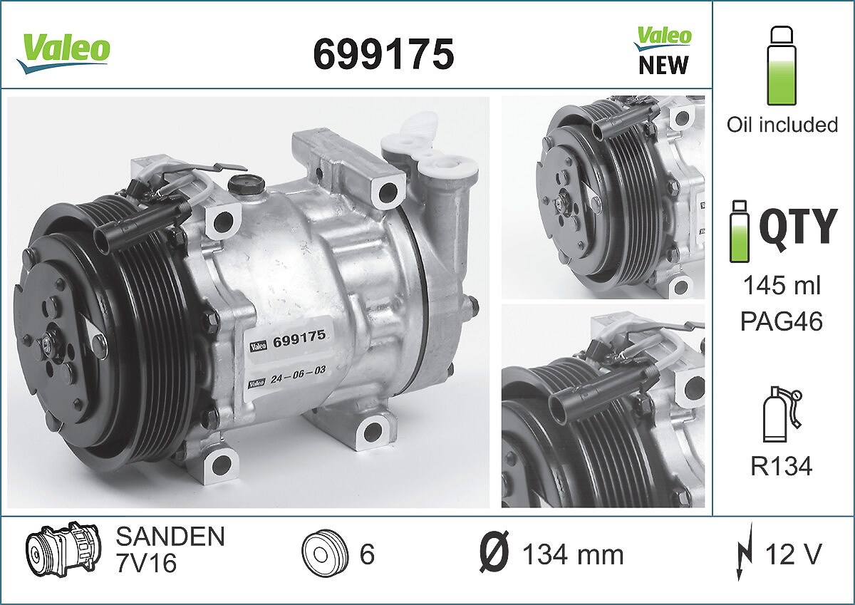 Valeo Kompressor, Klimaanlage [Hersteller-Nr. 699175] für Alfa Romeo, Lancia, Fiat