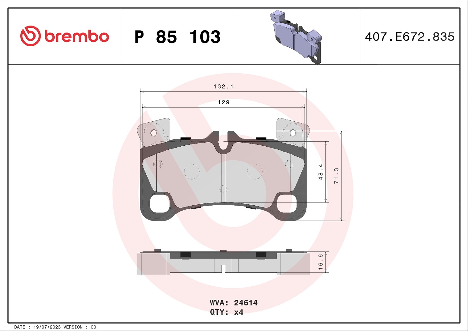 Brembo Bremsbeläge hinten (Satz) [Hersteller-Nr. P85103] für VW, Audi, Porsche