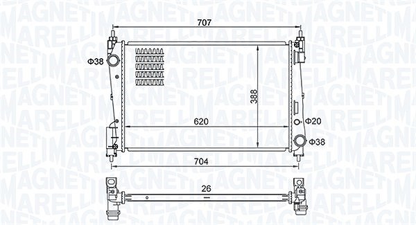 Magneti Marelli Kühler, Motorkühlung [Hersteller-Nr. 350213385000] für Fiat, Opel, Vauxhall
