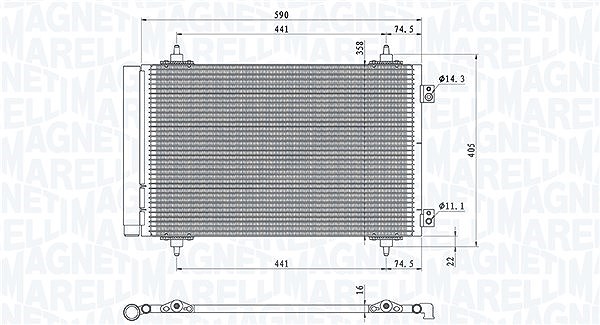 Magneti Marelli Kondensator, Klimaanlage [Hersteller-Nr. 350203710000] für Peugeot, Fiat, Citroën, Lancia