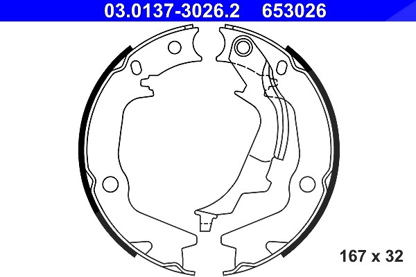 Ate Bremsbackensatz, Feststellbremse [Hersteller-Nr. 03.0137-3026.2] für Kia, Hyundai