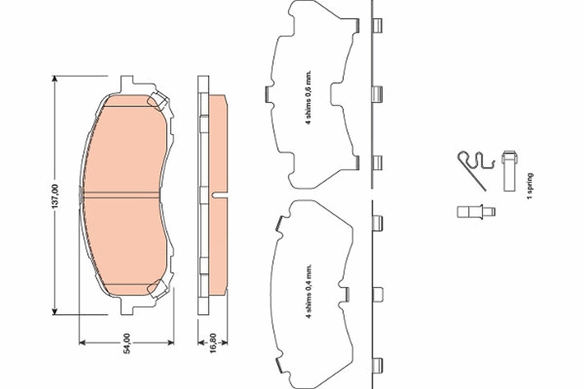 Trw Bremsbelagsatz, Scheibenbremse [Hersteller-Nr. GDB3469] für Subaru